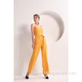 China Women Yellow Color Wide Leg Cami Jumpsuit Manufactory